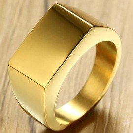 Jude Jewelers Retro Vintage Style Stainless Steel Signet Ring, Metal, Cubic Zirconia