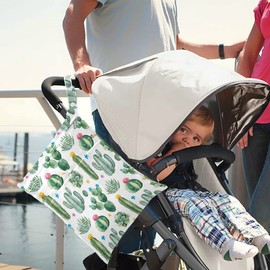 visesunny Green Cactus Succulent Flower 2Pcs Wet Bag with Zippered Pockets Washable Reusable Roomy Diaper Bag for Travel,Beach,Daycare,Stroller,Diapers,Dirty Gym Clothes,Wet Swimsuits,Toiletries