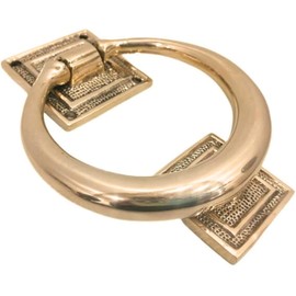 Beautiful Brass Ring Door Knocker Smooth Round Shape 5" Diameter Front Door Knocker Polished Brass Mounting Hardware Home Decoration for Front Door Accent and Door Accessories