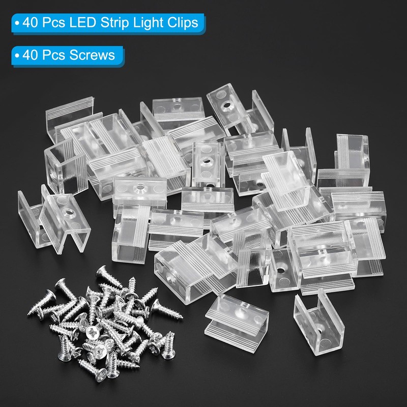 PATIKIL LED Strip Light Clips, 40 Pack Mounting Bracket Fixing