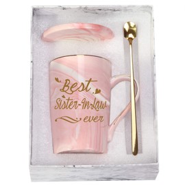 Best Sister In Law Ever Mug Best Sister In Law Ever Gifts from Sister Brother In Law Sister In Law Gifts for Sister In Law from Sister In Law Brother In Law 14 Ounce Pink with Gift Box Spoon Coaster