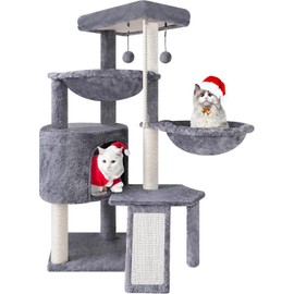 Smouatou Target 37.4 Grey Cat Tree Condo With Hammocks Scratching Posts And Fun Toys