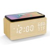 Lancoon Wooden Digital Alarm Clock with Sound Control LED Wireless