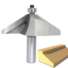 Akylin 60 Degree Extra Large Chamfer Router Bit,1/2" Shank,1-5/16" Cutting Depth,3/4" Cutting Length Horse Nose Bevel Bits,Eased Edge Cutter with Ball Bearing for Wood Profiling,Edge Forming