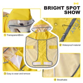 Dog Raincoat Adjustable Pet Waterproof Clothes Lightweight Rain Jacket Poncho Hoodies with Strip Reflective (Yellow, Large)