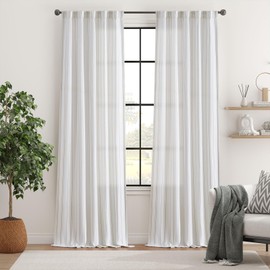 Jinchan Yellow & White Striped Curtains - 96 Inch Long, Living Room & Bedroom, Pinstripe, Light Filtering, Modern Style, 2 Panel Set