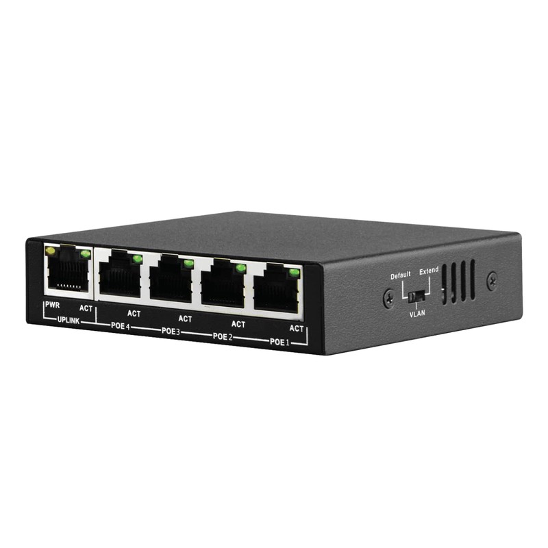 PS504 - Mini PoE Switch (Power over Ethernet), 5 RJ45