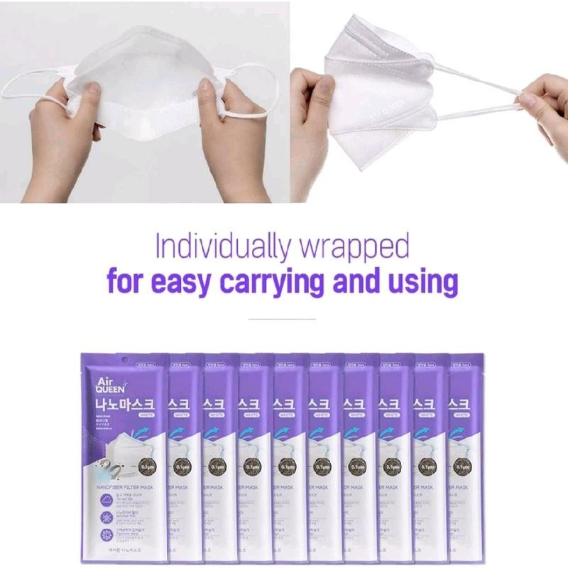 AIRQUEEN 3-Layer Nano-Filter Face Mask for Adults, 1 Pack White,