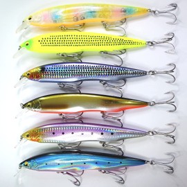 Momo Lures Flat Side Big Minnow 6.3 inches (160 mm), Slow Sinking SW Specifications, Assorted Set (6 Pieces)