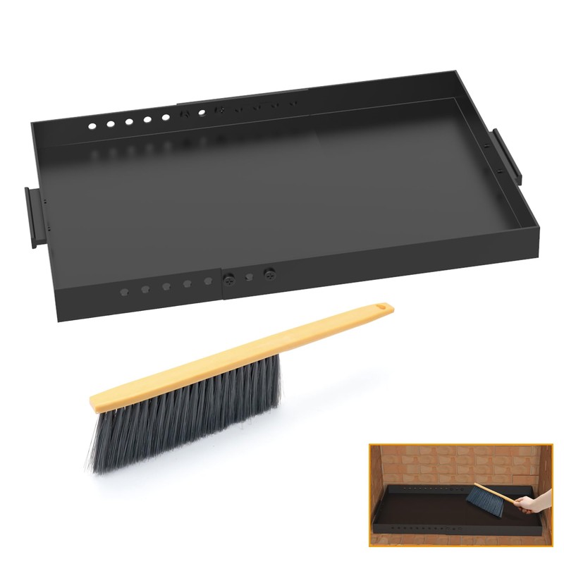 GCGOODS Fireplace Tray with Handles, Expandable Ember Holder Fireplace Pan