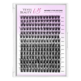 VEYESBEAUTY Lash Clusters Eyelashes Cluster Lashes Extensions Newbie's Five-Second Layered Eyelash Clusters False Eyelashes Wispy Lash Clusters Mixed Length Fluffy Lash Clusters (Boldeye, 8-16mm)