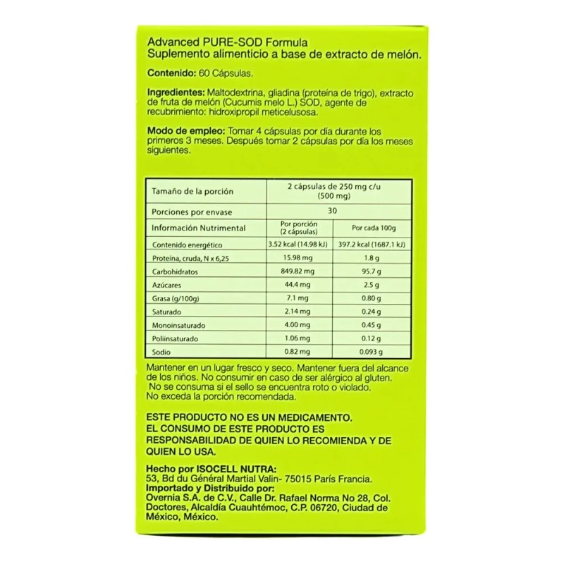 Glisodin Skin Nutrients Advanced Pure-SOD Suplemento Hipoalergénico 60 Cápsulas Hidratación