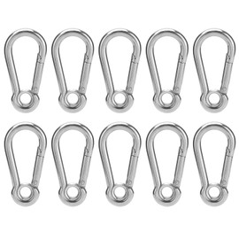 10Pcs Snap Hook Stainless Steel Safety Rope Spring Carabiner Hanging Buckle AccessoriesM8(8mm)