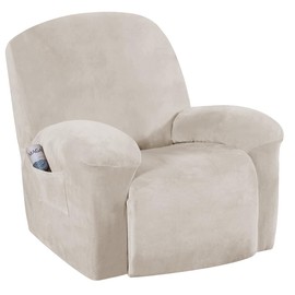 H.VERSAILTEX Stretch Recliner Slipcovers Recliner Chair Cover Sofa Furniture Cover 1-Piece Modern Rich Velvet Plush Form Fit Stylish Protector Feature Rich and Soft Fabric (Recliner, French Oak)
