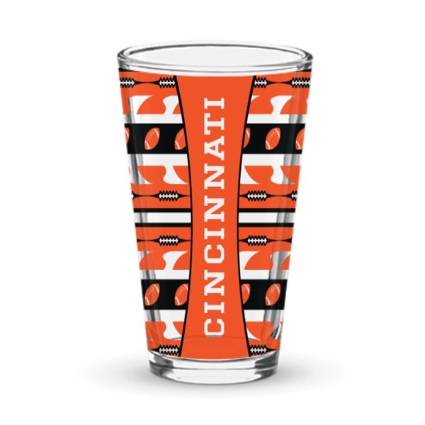 Football Fan Cincinnati Pint Glass Game Day Drinkware In Team