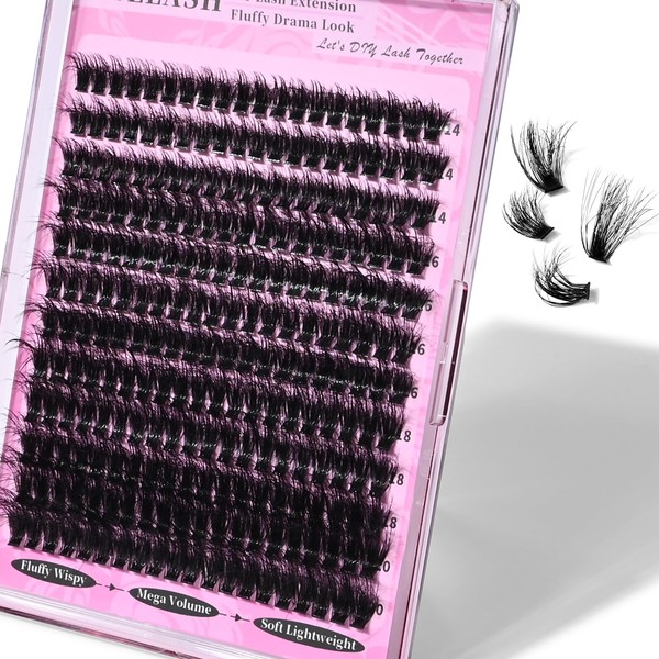 FREEORR 240Pcs Fluffy Lash Cluster, 200D Thick Volume Eyelash Clusters,