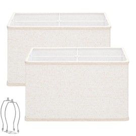 Seaside Village Rectangle Lamp Shades Set of 2, 16"L x 8"W x 10"H Large Beige Lampshades for ...