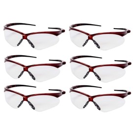 KLEENGUARD V30 Nemesis Safety Glasses/Sunglasses, 47378 Red Frame, Clear Anti-Fog Lens (6 Pair)