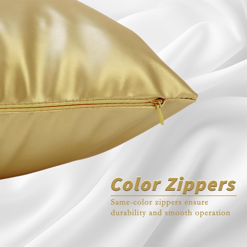 MUKA Custom PU Leather Throw Pillow Covers, Hand Stitched Leather