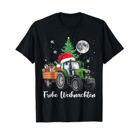 Fröhliche Weihnachten Santa Tractor Bauer Fährt Christmas T-Shirt, black