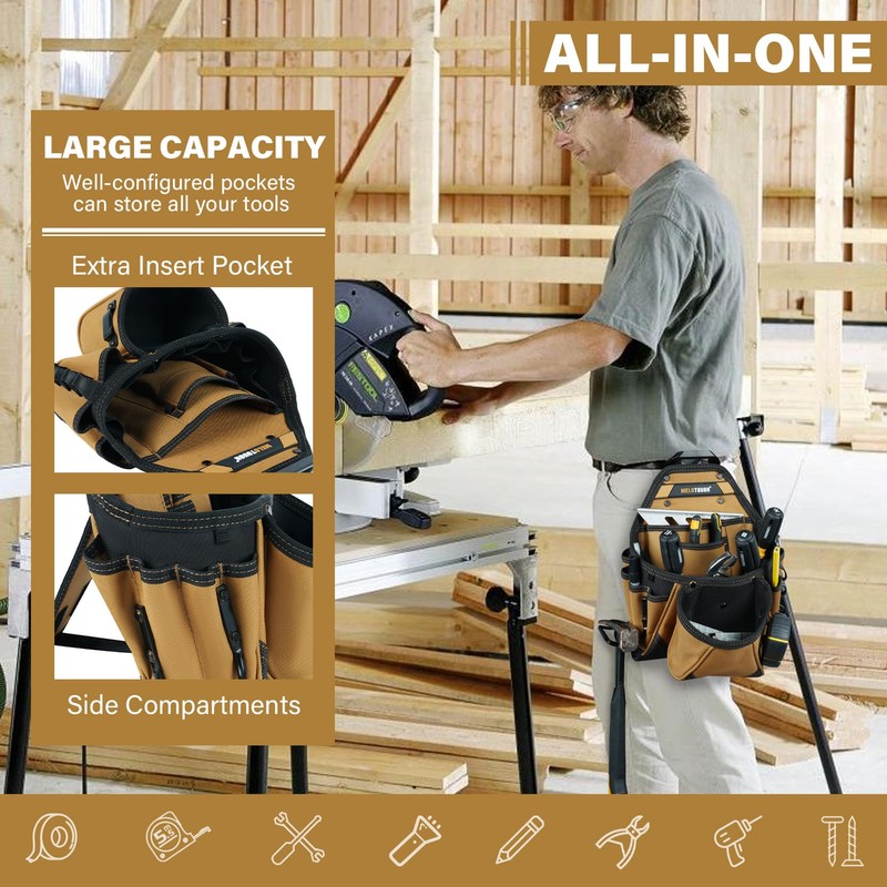 MELOTOUGH Contractor Pouch Electrician Tool Pouch Nail Screw Work Framer