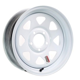 Two Boat Trailer Rims Wheels 15 x 6 in. 15x6 5 Lug Hole Bolt White Spoke Design