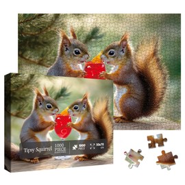 Funny Cute Squirrel Jigsaw Puzzle 1000 Piece for Adult, Animal Plant Nature Forest Jigsaw Puzzles, Art Aesthetic Beautiful Scenery Puzzle