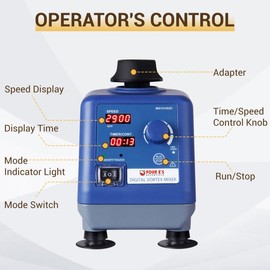 4E's USA LED Vortex Mixer Various Speed 400-3000rpm, Lab Vortexer with Touch, Timer and Continuous Modes for Tubes, Nail Polish and Acrylic Paints Ink