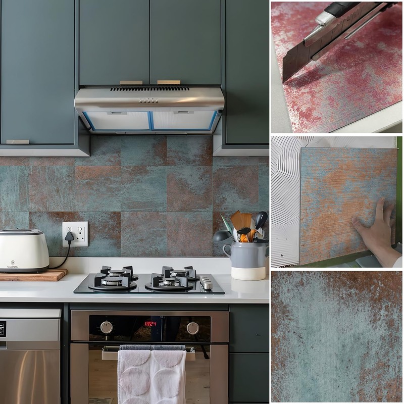 neukids distressed splashback metal rust, bronze blue splashbacks for kitchen,