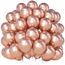 Teselife Metallic Rose Gold Balloons, 100Pcs 12 Inch Chrome Rose Gold Balloons, Latex Rose Gold Party Balloons for Men Women Birthday Baby Shower Anniversary Graduation Engagement Party Decorations