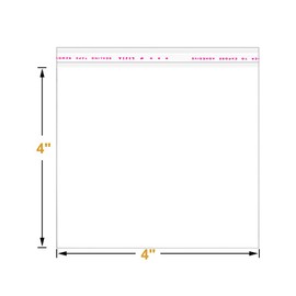 200 Pack 4" x 4" Thick Clear Resealable Self Seal Cellophane Plastic Bags Adhesive Cello Poly Bag For Packaging Bakery Cookie Candy Photos Cards Gift