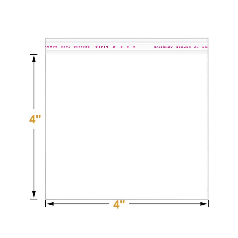 200 Pack 4" x 4" Thick Clear Resealable Self Seal