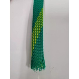 AC/DC WIRE AND SUPPLY 10 FEET 1/2" GREEN WITH YELLOW STRIPE PET EXPANDO SLEEVING BRAID