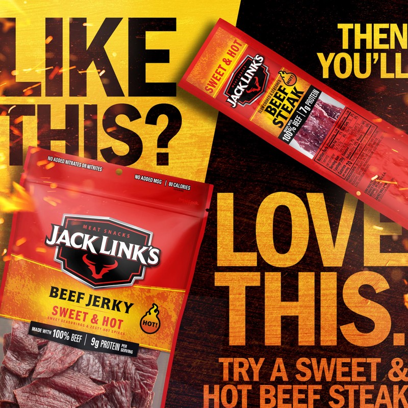 Jack Link's Beef Jerky, Sweet & Hot, Half Pounder Large