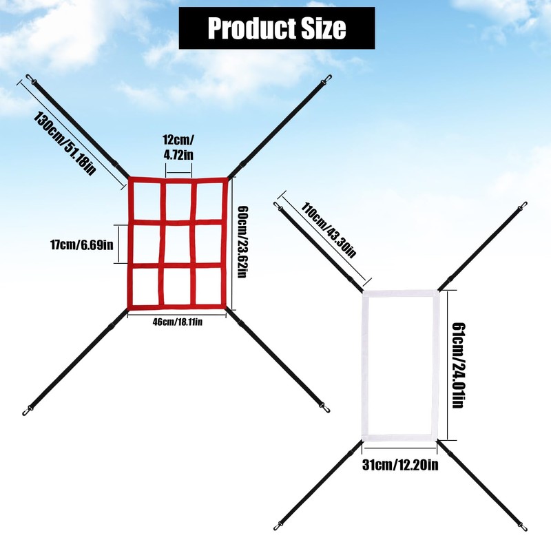 Pack of 2 Baseball Practice Net, Adjustable Strike Zone Net
