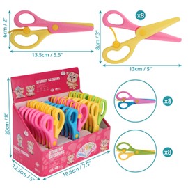 Belle Vous Children's Scissors Set - 24 x Coloured Children's Scissors with Rounded Tip - 13.5 cm - For Right and Left-Handed Users - Craft Scissors Children - Crafts, Paper Work, Art