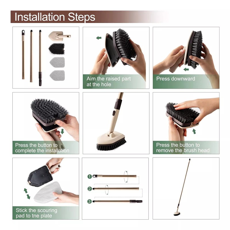 Eyliden Scouring Pads Fit Tub Tile Scrubber Brush Cleaning H