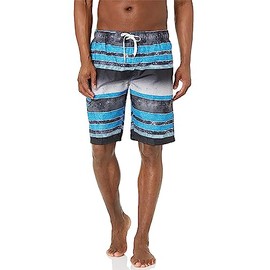 Kanu Surf Men's Barracuda Swim Trunks, 9-inch Inseam (Regular & Extended Sizes), Mileage Black/Aqua, Medium