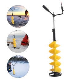 HinLIaDa Cordless Ice Drill Auger, 8'' Diameter Nylon Ice Auger for Ice Fishing/Ice Burrowing, with ICE Scoop Chipper/Universal Drill Adapter/Ice Fishing Rod Rack and 1 Set Blades