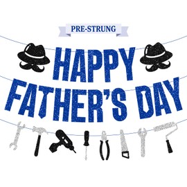 Happy Fathers Day Banner, Fathers Day Decor Pre Strung Glitter Garland For Father's Day Photo Backdrops and Home Party