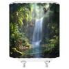 Tropical Waterfall Shower Curtain Green Forest Rainforest Lake Tree Leaf