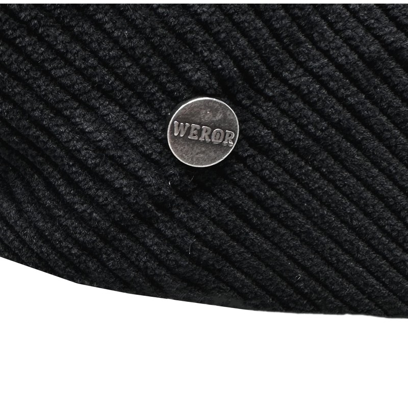 WEROR WEROR-396.1 Men's Flat Cap Peaked Cap Cord, black, 59