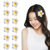 12Pcs 2.4 White Yellow Plumeria Flower Hair Clips Hawaiian Foam