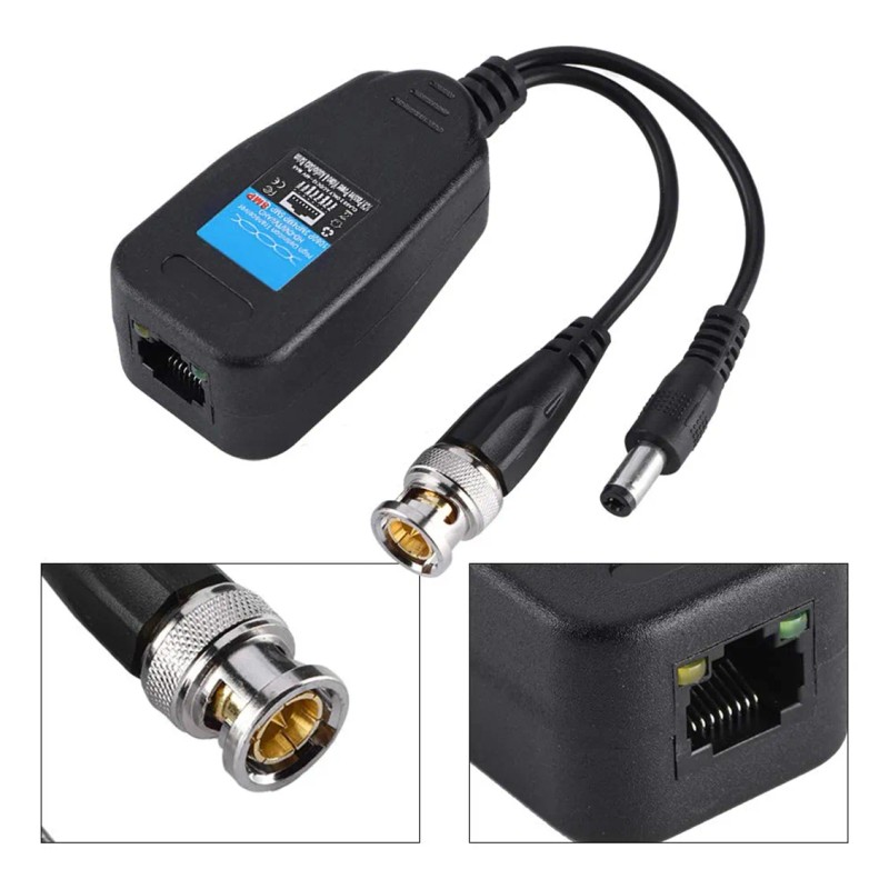 4par Video Balun Rj45 Salida Bnc +voltaje Transceptor Pasivo