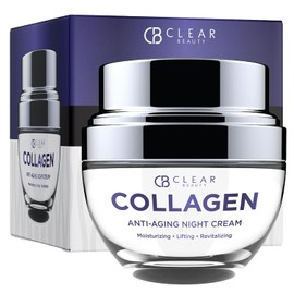 Clear Beauty Crema Hidratante Facial Nocturna De Colgeno - Hidratante, Reduce Arrugas Y Lneas Finas, Crema De Noche Hidratante - Cuidado De La Piel...