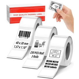 M110 Thermal Labels, M220 Labels -1.57" x 1.18"(40x30mm), Original Print Master Labels Compatible with Phomemo M110 M220 M221 Label Maker - 230 Labels/Roll, White, 3 Rolls, 690 Labels