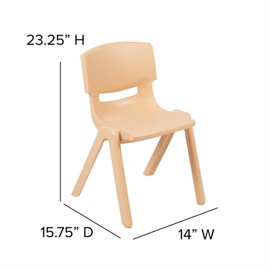 Flash Furniture Whitney 2 Pack Natural Plastic Stackable School Chair with 13.25" Seat Height