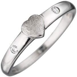 Jobo Children's 925 Silver Ring with 2 Cubic Zirconia and Heart Motif Size 46