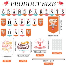 JiaUfmi 18 Pcs Happy Grandparents Day Decorations DIY Grandparents Day Bunting Banner Yard Sign Grandpa Grandma Lawn Decor for Home Outdoor Party Supplies