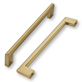 khtumeware 6 Inch Hole Center 6 Pack,Champagne Bronze Cabinet Pulls Heavy Duty Solid Satin Brass Kitchen Drawer Handle Antique Cabinet Hardware for Bathroom, Drawer, Cabinet